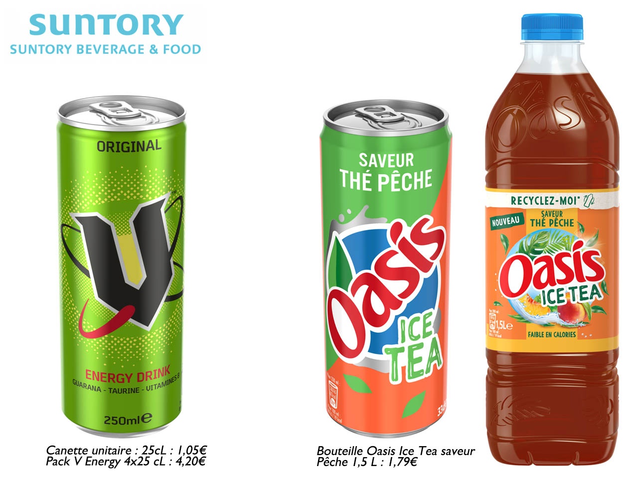 Suntory Beverage & Food France lance sa nouvelle marque V Energy et une nouvelle offre de thé avec Oasis Ice Tea