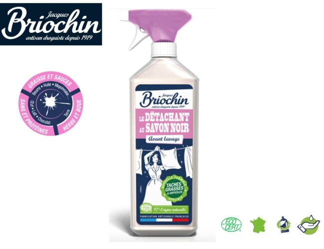 Briochin lance son nouveau détachant au savon noir, pulvérisant toutes les tâches