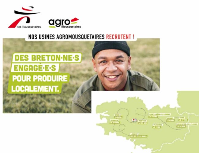 Les unités de production bretonnes d’Agromousquetaires recrutent sur les routes de Bretagne :  près de 300 postes sont à pourvoir !