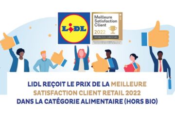 Lidl reçoit le prix de la meilleure satisfaction client Retail 2022 dans la catégorie alimentaire (hors bio)