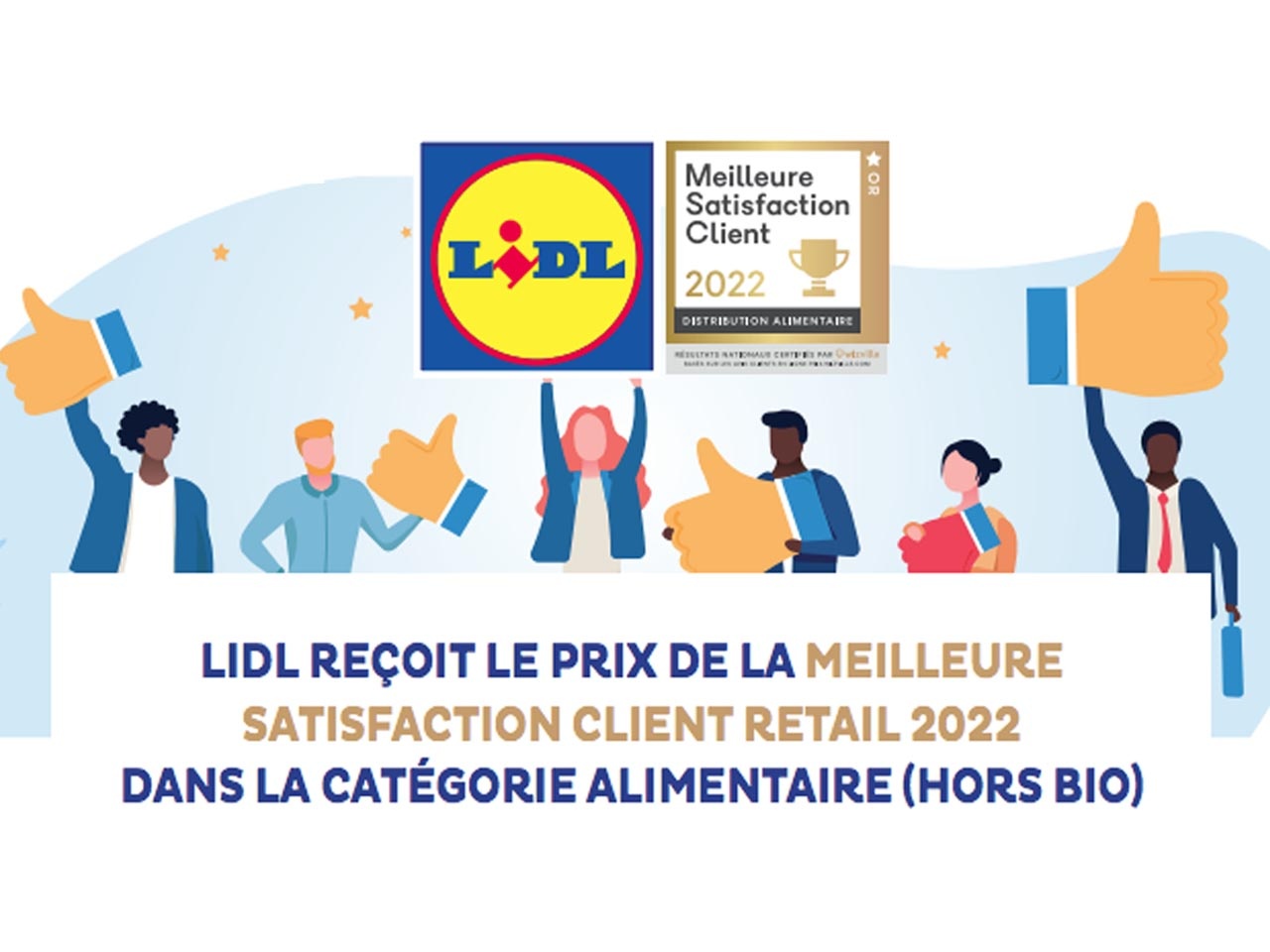 Lidl reçoit le prix de la meilleure satisfaction client Retail 2022 dans la catégorie alimentaire (hors bio)