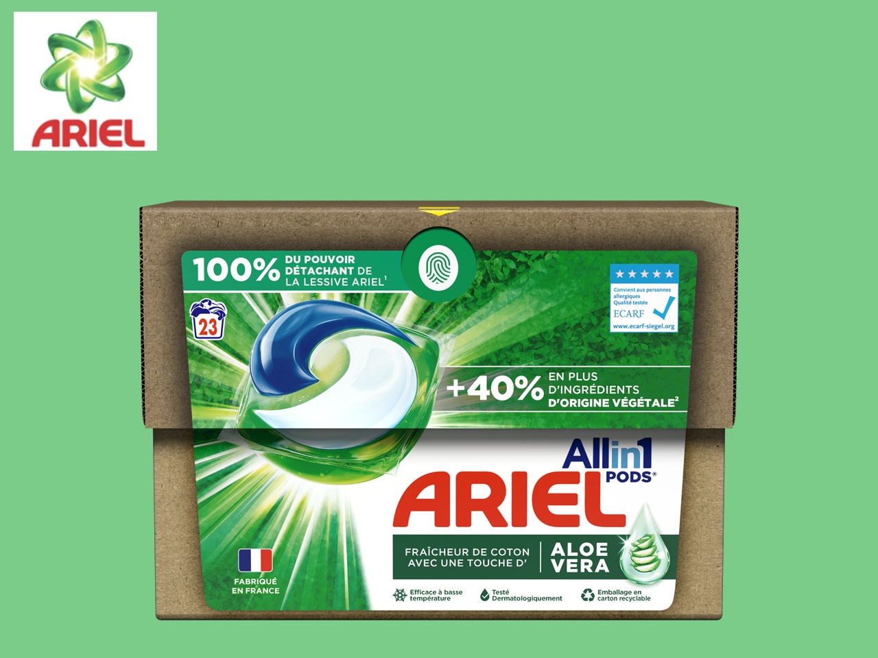 Ariel présente ECOCLIC® : son nouvel emballage en carton, innovant et réduisant l’empreinte plastique