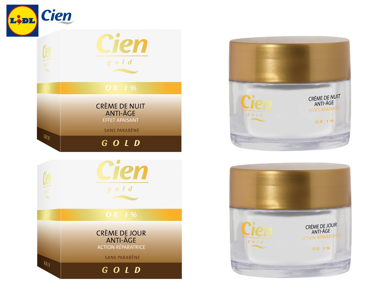 Nouvelle gamme Anti-âge de LIDL : Cien Gold contenant 1% d’or