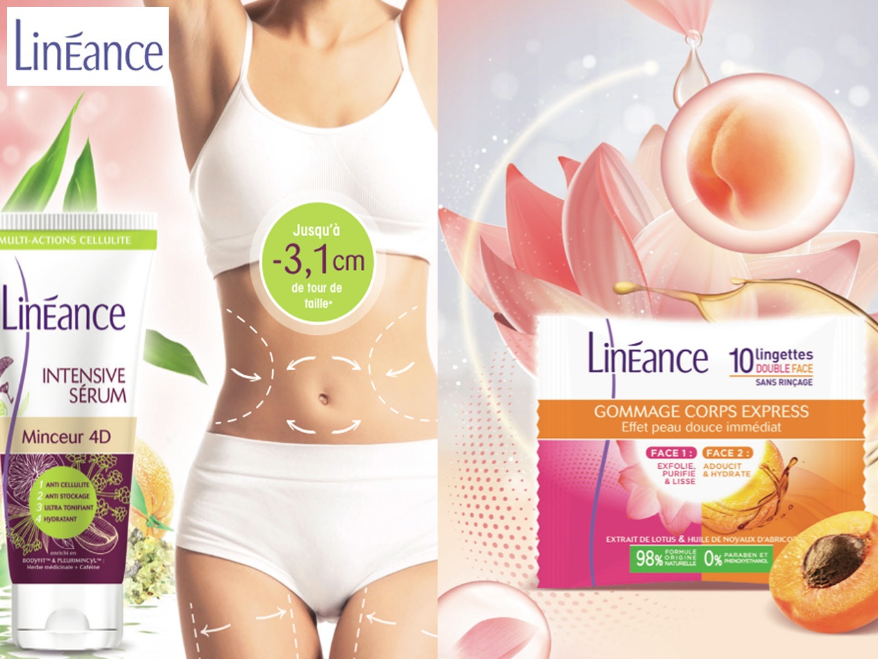 Linéance lance Linéance Intensive 4D Tube et Lingettes Gommage Express Corps