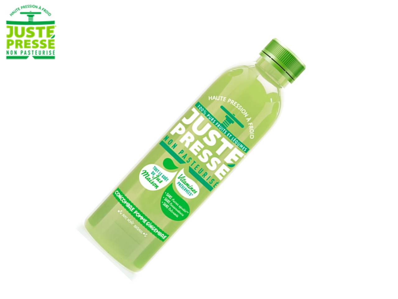 Juste Pressé lance son nouveau jus vert Concombre Pomme Gingembre