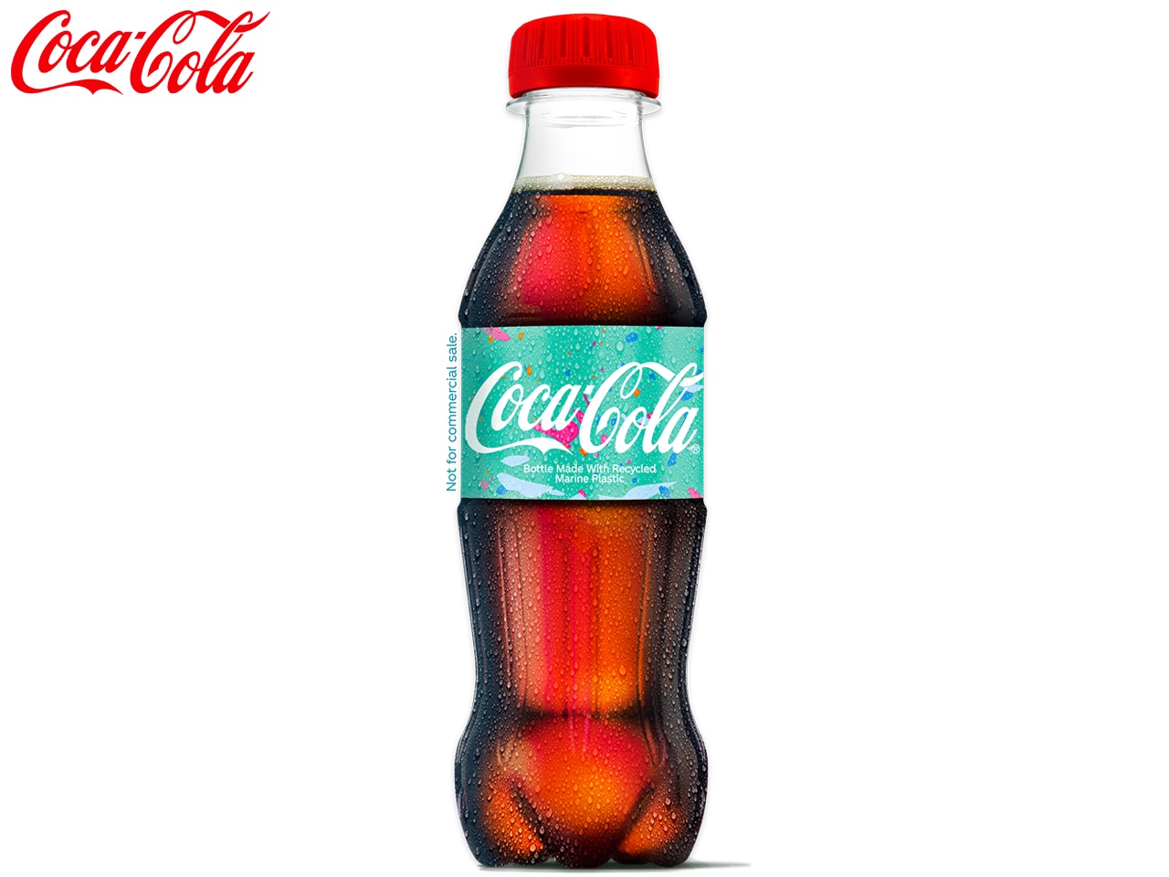 Déchets plastiques marins réutilisés pour fabriquer une bouteille de Coca-Cola