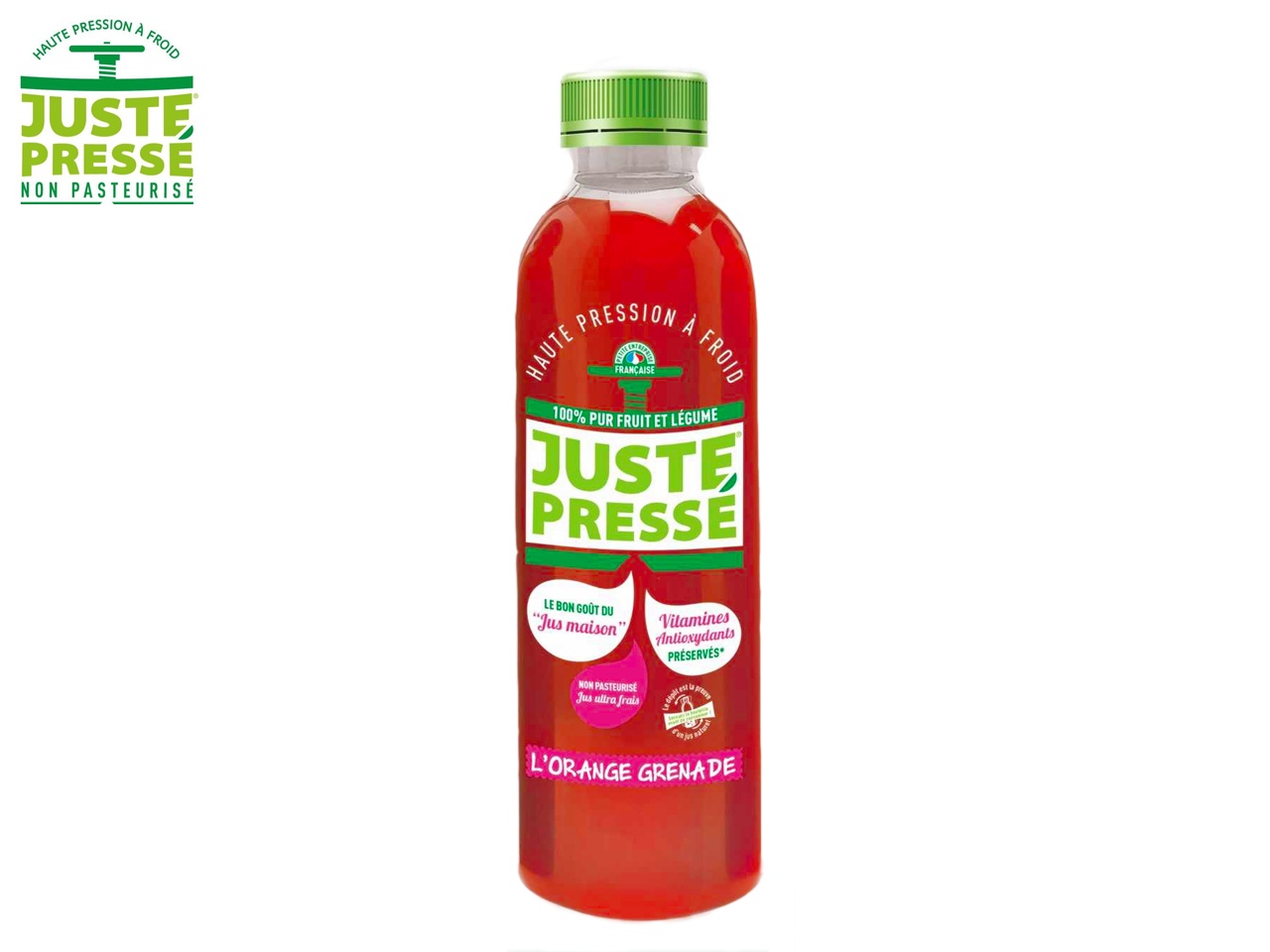 Juste Pressé poursuit ses innovations de produits sains et gourmands, avec le nouveau jus Orange-Grenade