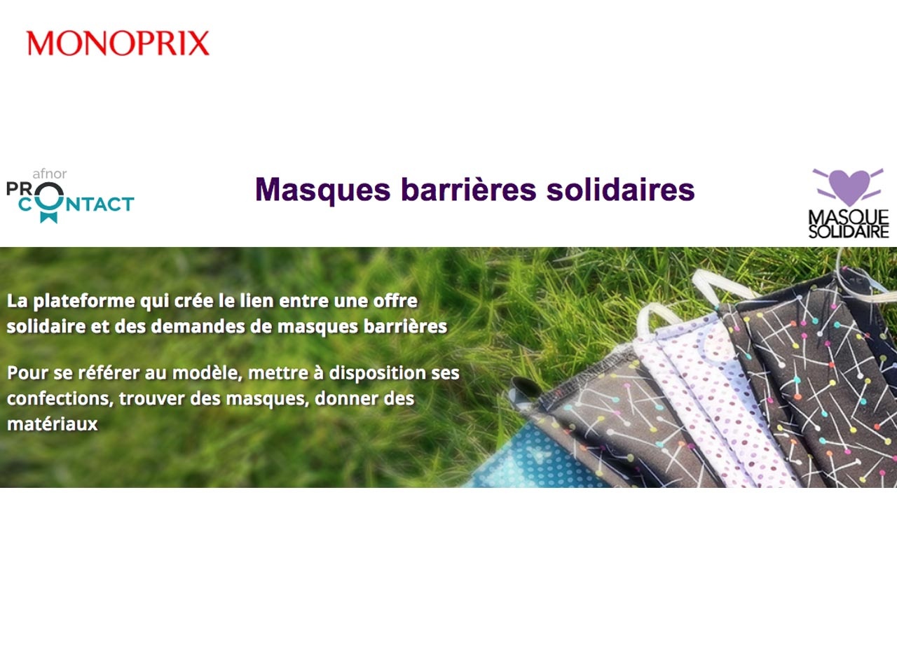 Monoprix s’associe à  l’opération Masque Solidaire lancée par Alexandre Jardin