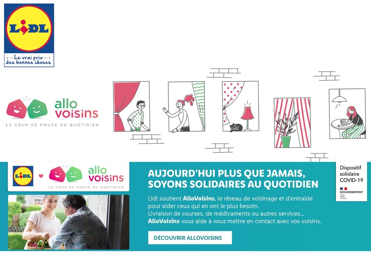 LIDL, partenaire de ALLOVOISINS pour la solidarité nationale