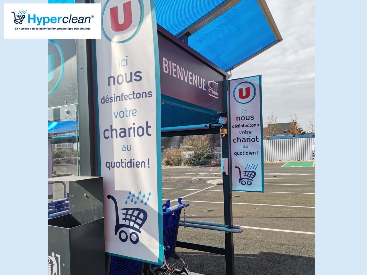 Après le chariot, Hyperclean lance une borne pour désinfecter les paniers de supermarché