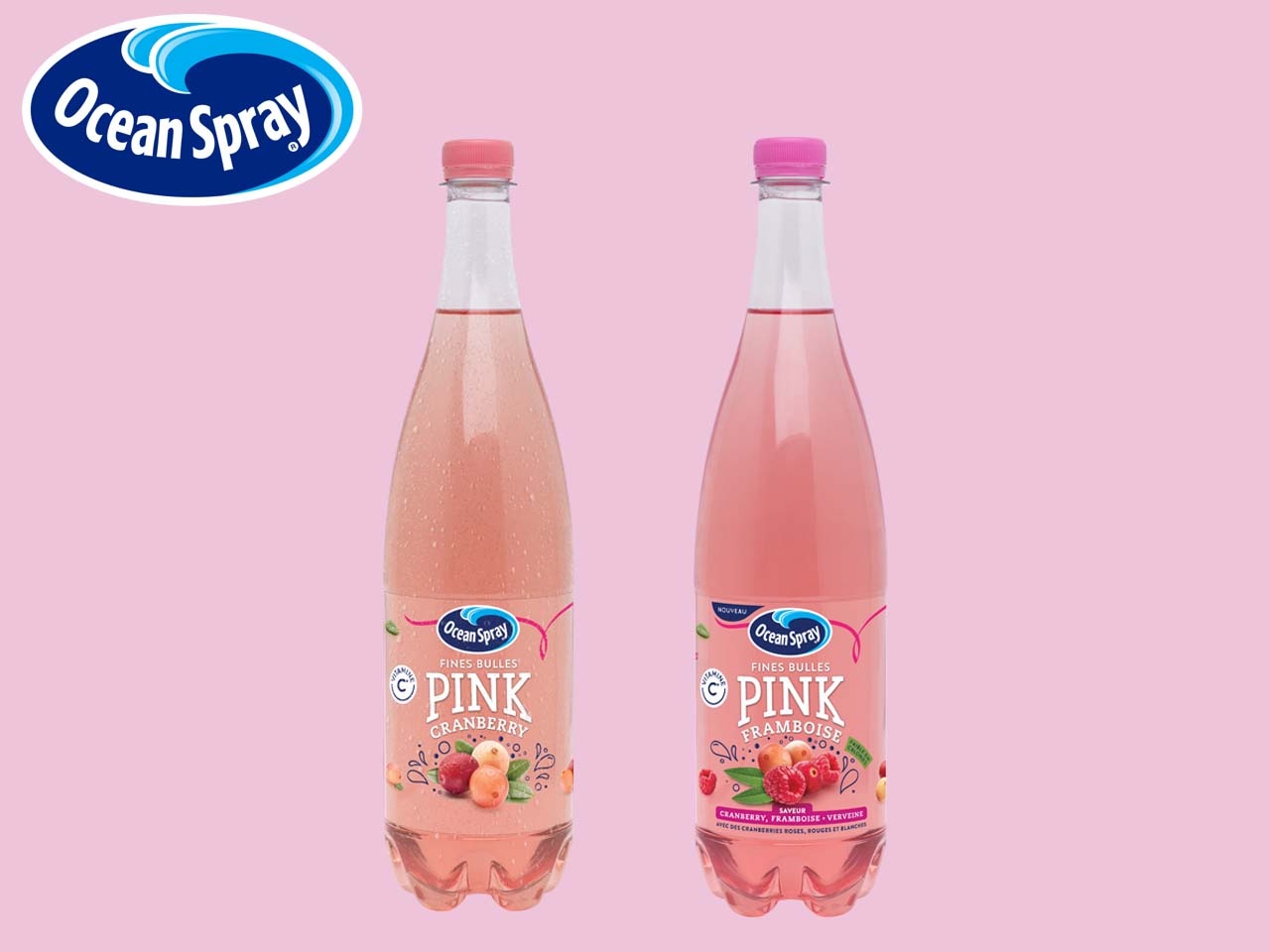 Ocean Spray lance Ocean Spray® Fines Bulles PINK Cranberry, l’innovation rose, pétillante et engagée !