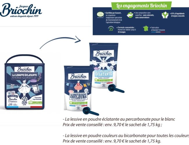Coup d’éclat au rayon lessives : Briochin lance des poudres labellisées Ecocert & fabriquées en France