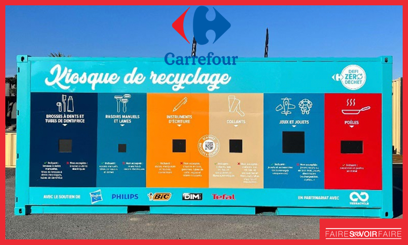 En partenariat avec plusieurs marques, Carrefour accueille un kiosque dédié au recyclage
