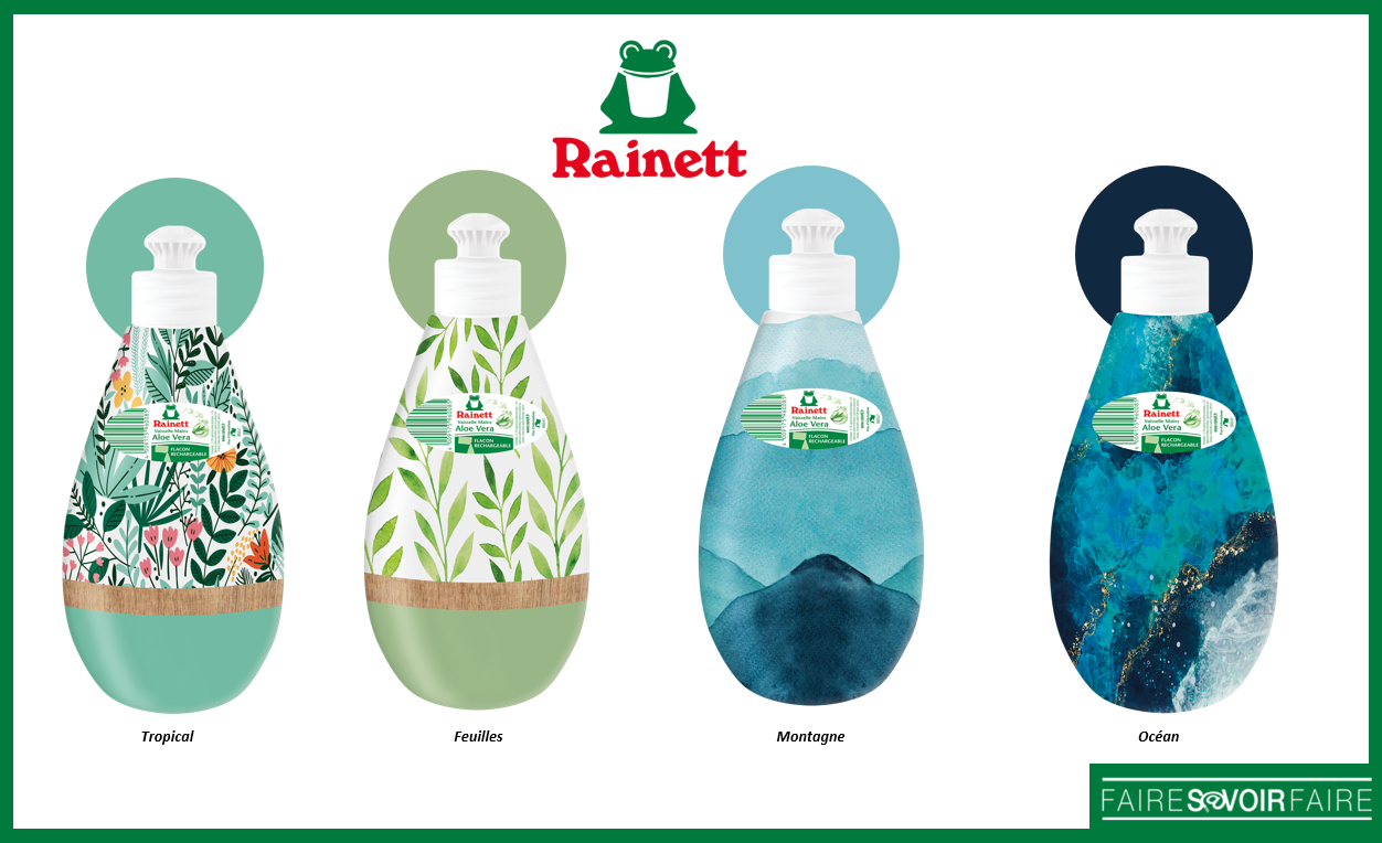 Rainett lance une gamme de flacons design rechargeables pour le liquide vaisselle mains