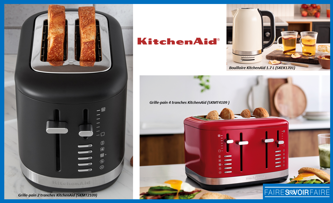 Ensemble petit déjeuner Kitchenaid GRILLE PAIN + BOUILLOIRE POMME DAMOUR